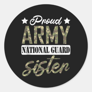Trotse Leger Nationale Garde Zuster Militaire Fami Ronde Sticker