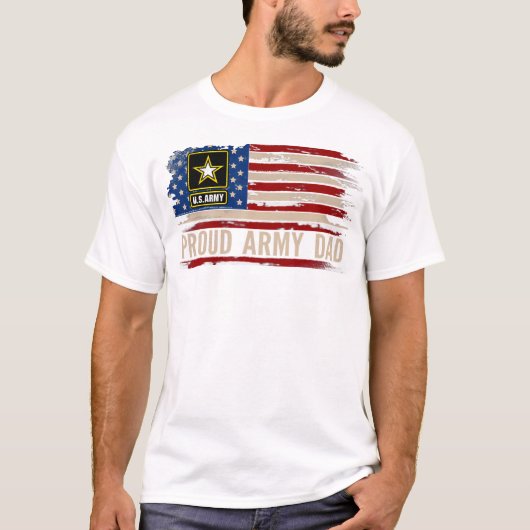 Trotse leger vader Amerikaanse vlag veteraan T-shirt (Voorkant)