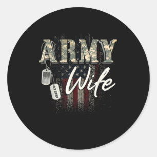 Trotse Legervrouw Amerikaanse Veteraan Militaire G Ronde Sticker