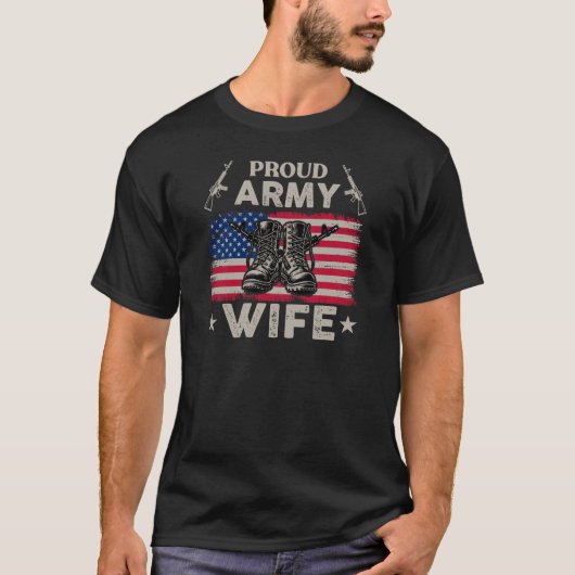 Trotse legervrouw Amerikaanse Veteranendag T-shirt (Voorkant)