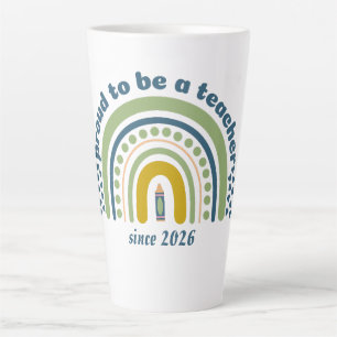 Trotse Leraar Retro Blauw Groen Latte Mok