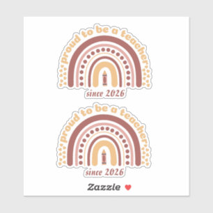 Trotse Leraar Retro Bruin Oranje Sticker