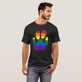 Trotse LGBT Bondgenoten Furry Rainbow Cat Dog Paw  T-shirt (Voorkant volledig)