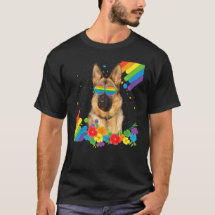 Trotse Lgbt Gay Duitse Herdershond Pride Vlag Rege T-shirt