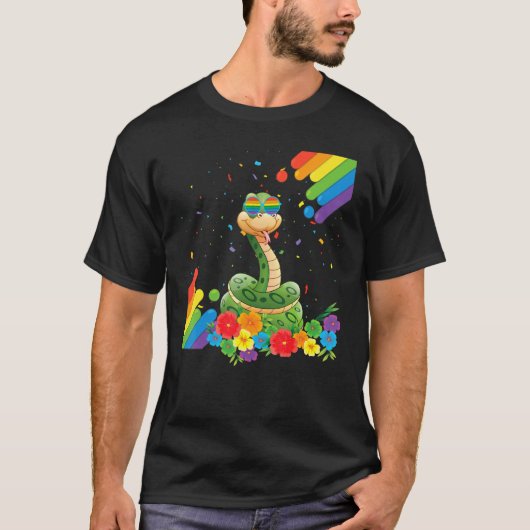 Trotse LGBT Gay Snake Pride Vlag Regenboog LGBTQ L T-shirt (Voorkant)