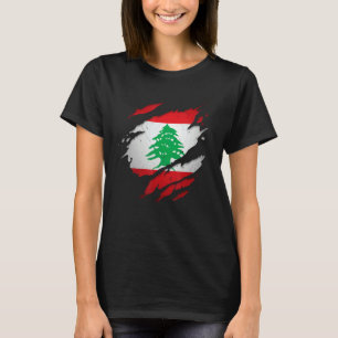 Trotse Libanese gescheurde Libanese vlag T-shirt