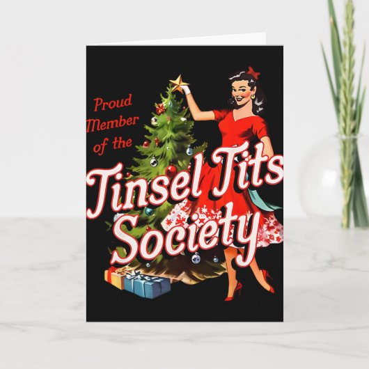 Trotse Lid Van Tinsel Vereniging Dame Grappig Kers Kaart (Voorkant)