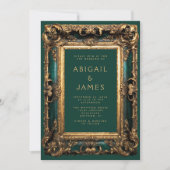 Trotse lijst Emerald Groen Goud QR Code Huwelijk Kaart (Voorkant)