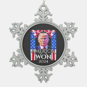 Trotse Maga Amerikaan Trump Wint 2024 Inauguratie Tin Sneeuwvlok Ornament