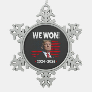 Trotse Maga-President Trump wint inauguratiedag Tin Sneeuwvlok Ornament