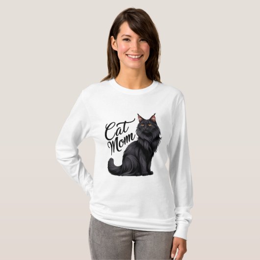 Trotse Maine Coon Kat Mama T-shirt (Voorkant volledig)