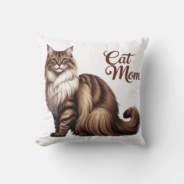 Trotse Maine Coon Kat Moeder Kussen I (Voorkant)