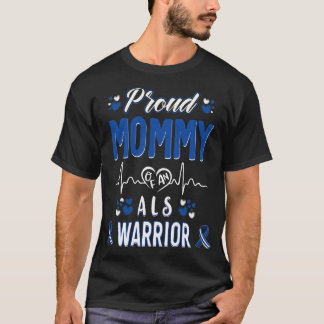 trotse mama ALS krijger bewustzijnslint Blauw wit T-shirt