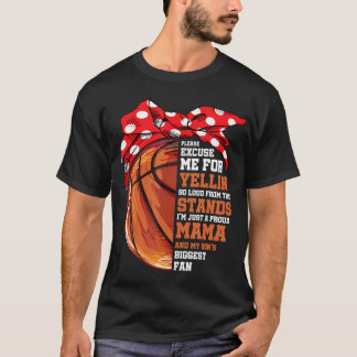 Trotse mama en mijn zoon grootste fan basketbal t-shirt