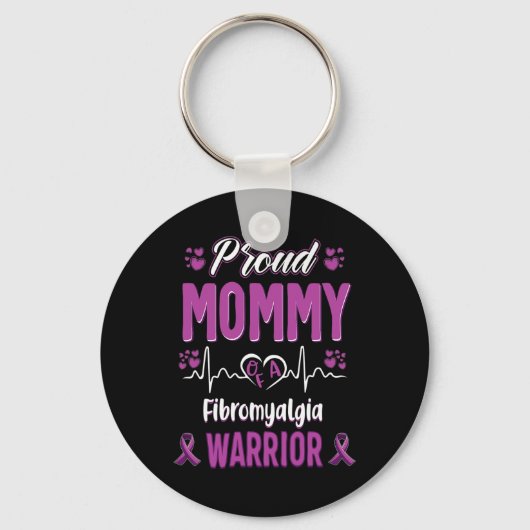 Trotse Mama Fibromyalgie Warrior Awareness Ribbon Sleutelhanger (Voorkant)