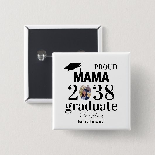 Trotse mama gepersonaliseerde afstuderen vierkante button 5,1 cm (Voorkant /achterkant)