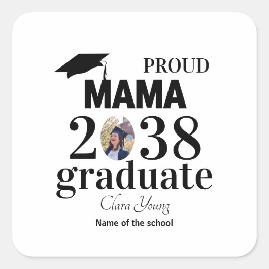 Trotse mama gepersonaliseerde afstuderen vierkante sticker (Voorkant)