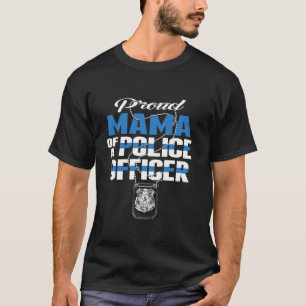 Trotse mama van een politieagent dunne blauwe lijn t-shirt