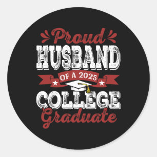 Trotse man van 2025 Afstuderen College Shirt Gradu Ronde Sticker