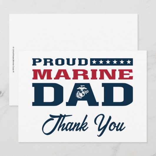 Trotse Marine Papa - Kleur Bedankkaart (Voorkant / Achterkant)
