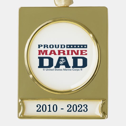 Trotse Marine Papa - Kleur Verguld Banner Ornament (Voorkant)