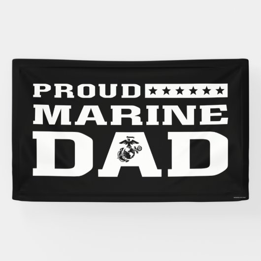 Trotse Marine Papa - Wit Spandoek (Horizontaal)