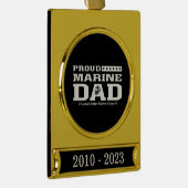 Trotse Marine Papa - Wit Verguld Banner Ornament (Rechts)