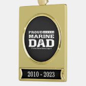 Trotse Marine Papa - Wit Verguld Banner Ornament (Links)