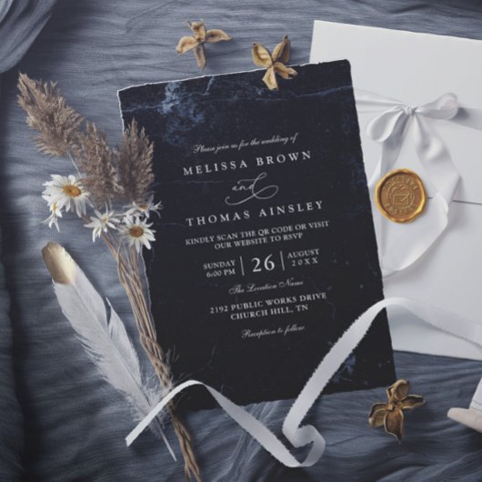 Trotse Marmer Minimalistische Elegante QR Code Tro Kaart