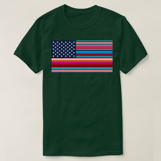 Trotse Mexicaanse Amerikaanse Serape Amerikaanse v T-shirt (Design voorkant)