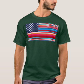 Trotse Mexicaanse Amerikaanse Serape Amerikaanse v T-shirt