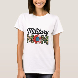 Trotse militaire moeder camouflage en Amerikaanse T-shirt