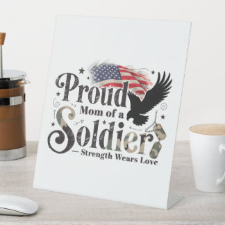 Trotse militaire moeder Soldaat trots kunst Reclamebord Met Voetstuk