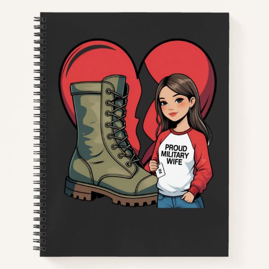 Trotse Militaire Vrouw - "Boot Wife" Hart Notitieboek (Voorkant)
