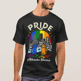 Trotse Milwaukee Stad Wisconsin Katten Regenboog F T-shirt
