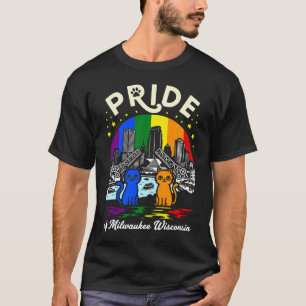 Trotse Milwaukee Stad Wisconsin Katten Regenboog F T-shirt
