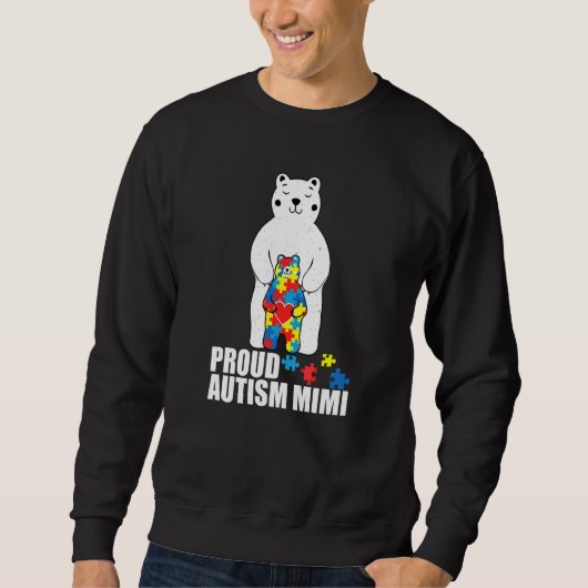 Trotse Mimi Beer Autisme Bewustzijns Puzzelstuk Fa Trui (Voorkant)