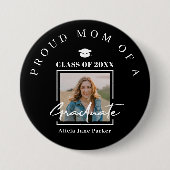 Trotse moeder aangepaste tekst afstuderen foto zwa ronde button 7,6 cm (Voorkant)