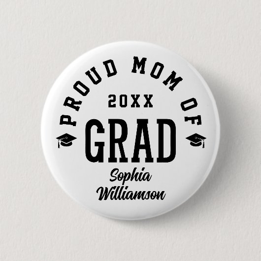 Trotse Moeder Afgestudeerd Varsity Typografie Afst Ronde Button 5,7 Cm (Voorkant)