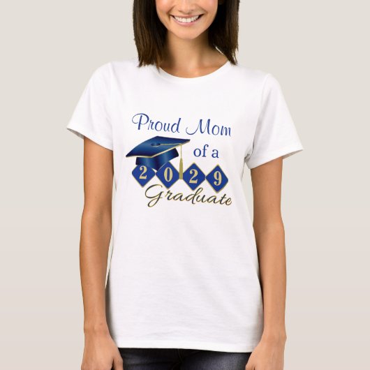 Trotse Moeder Afstuderen Blauw & Goud T-shirt (Voorkant)