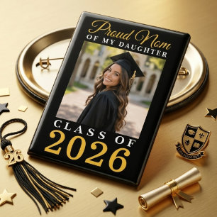 Trotse Moeder Dochter Zwart Goud Klas Jaar Foto Button