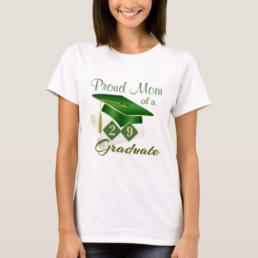 Trotse Moeder Groen Goud Afstuderen T-shirt (Voorkant)