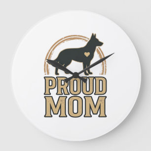 Trotse Moeder Hond Silhouet Vintage Vector Design_ Grote Klok