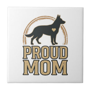 Trotse Moeder Hond Silhouet Vintage Vector Design_ Tegeltje