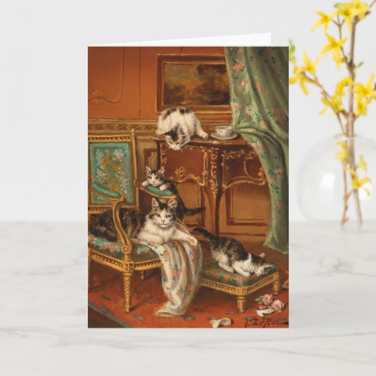 Trotse moeder kat | Jules Le Roy Kaart (Gele Bloem)