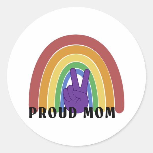 Trotse Moeder LGBTQ Pride regenboog Ronde Sticker (Voorkant)