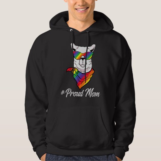 Trotse Moeder Momma Llama Alpaca Pride LGBT Rainbo Hoodie (Voorkant)