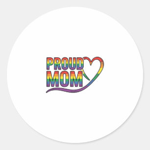 Trotse Moeder Regenboog Hart Vintage Gravure Ontwe Ronde Sticker