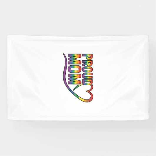 Trotse Moeder Regenboog Hart Vintage Gravure Ontwe Spandoek (Horizontaal)