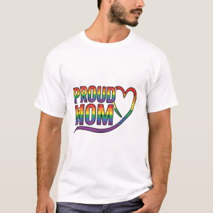 Trotse Moeder Regenboog Hart Vintage Gravure Ontwe T-shirt